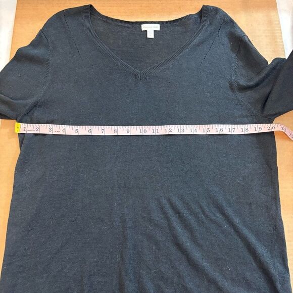 Garnet Hill Black Long Sleeve Linen Sweater XL Lightweight - Picture 8 of 9